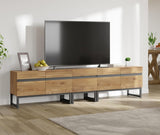 WAMPAT Modern TV Stand for TVs up to 90 inch TV, 3 in 1 Entertainment Center TV Console with Storage Cabinets and Metal Base,Media Console for Living Room, Oak,89'' WAMPAT