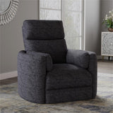 Pemberly Row Polyester Fabric Power Swivel Glider Recliner in Black with USB Charging Ports and 2 Comfort Pillows for Living Room Pemberly Row