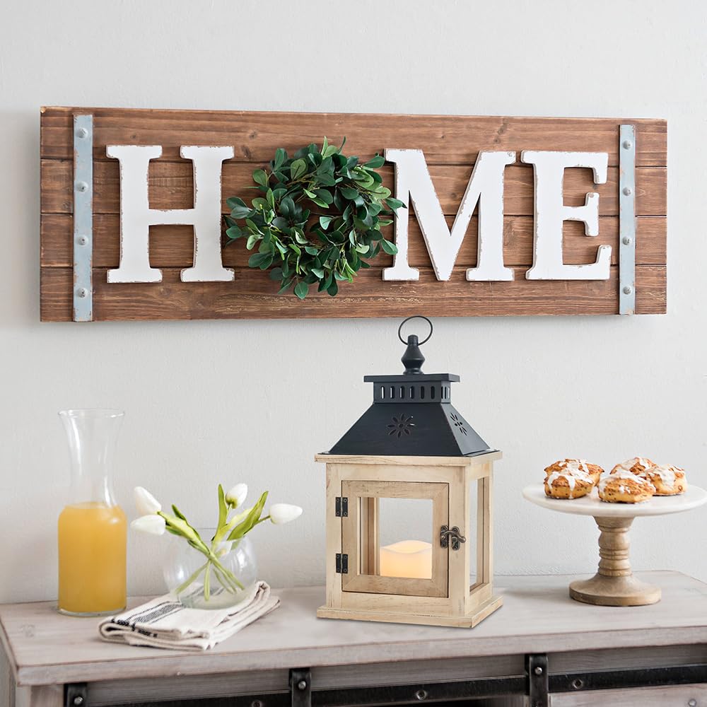 NEEDOMO 13" Farmhouse Decor Wooden Candle Lantern Indoor, Large Table Centerpiece Lanterns Decorative Outdoor, Hanging Rustic Candle Holders for Shelf Wedding Living Room Patio NEEDOMO