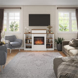 Pemberly Row Electric Fireplace Mantel & Bookcase - Plaster & Walnut Pemberly Row
