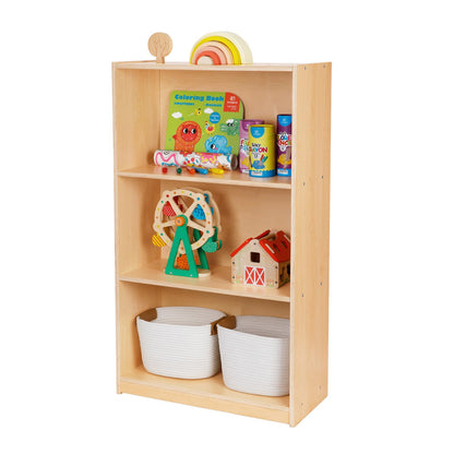 OOOK 3 Tier Montessori Toy Shelf and Bookcase, Stable Toy Organizers and Storage with Anti Tipping Settings, Wooden Book Shelf for Kids Rooms, Classroom, Playroom, Nursery, School