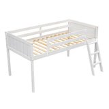 Harper & Bright Designs Kids Twin Low Loft Bed, Twin Size Loft Bed with Ladder & Safety Guardrails, Wood Junior Loft Bed Frame for Kids Girls, Boys, Teens, White Harper & Bright Designs
