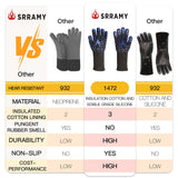 Srramy BBQ Gloves - 1472°F Extreme Heat Resistant, Fireproof, Ideal for Grilling, Barbecuing, Baking, Smoking, and Camping. Suitable for Both Men and Women, Perfect for Handling Hot Food Safely Srramy
