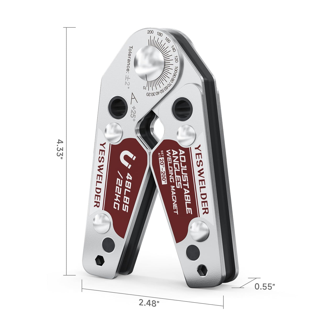 YESWELDER Adjustable Angle Welding Magnet 20-200° Magnetic Welding Holder of 48LBs Holding Power Welding Accessory YESWELDER