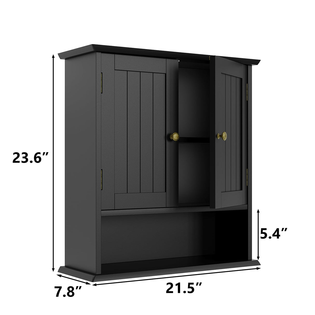 Mino Kesper Bathroom Wall Cabinet, Bathroom Cabinet Wall Mount with 2 Doors and Open Shelf, Over The Toilet Wall Storage, Wooden Medicine Cabinets Mino Kesper