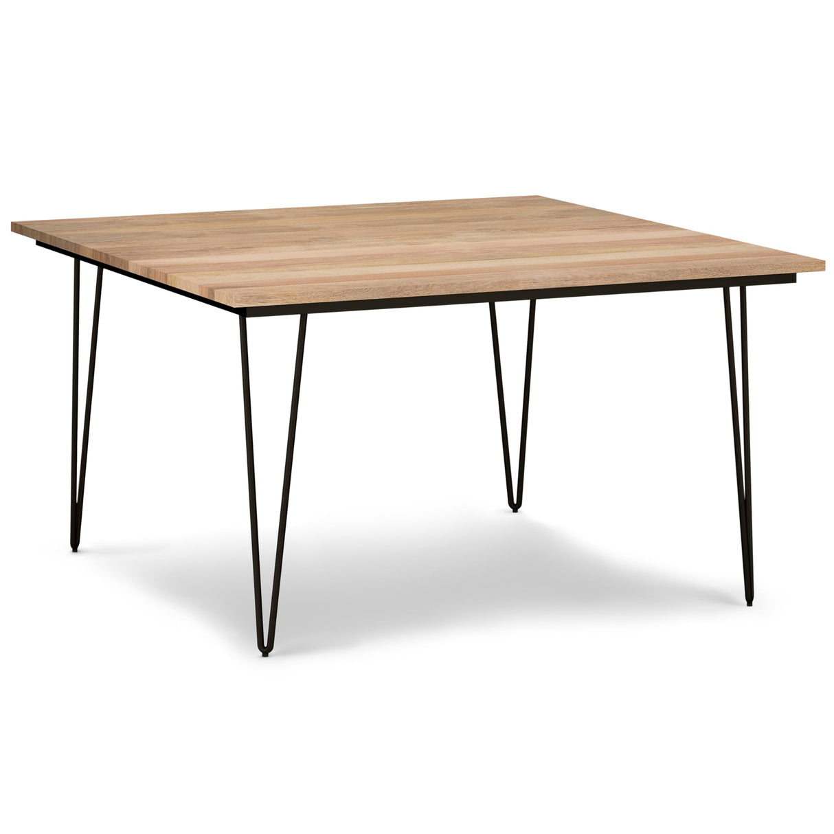 SIMPLIHOME Hunter SOLID MANGO WOOD and Metal 54 Inch Square Industrial Dining Table in Natural, For the Dining Room SIMPLIHOME