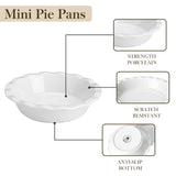 MALACASA Pie Pan, 12 OZ Mini White Pie Dish Set of 6, Ceramic Pie Dish for Baking, Small Quiche Baking Dish for Oven, Round Pie Plates Tart Pans, Fluted Dish Pie Pan for Quiches, Series BAKE MALACASA