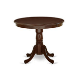 East West Furniture ANAB5-MAH-18 5 Piece Dining Table Set for 4 Includes a Round Kitchen Table with Pedestal and 4 Coffee Linen Fabric Upholstered Chairs, 36x36 Inch, Mahogany East West Furniture