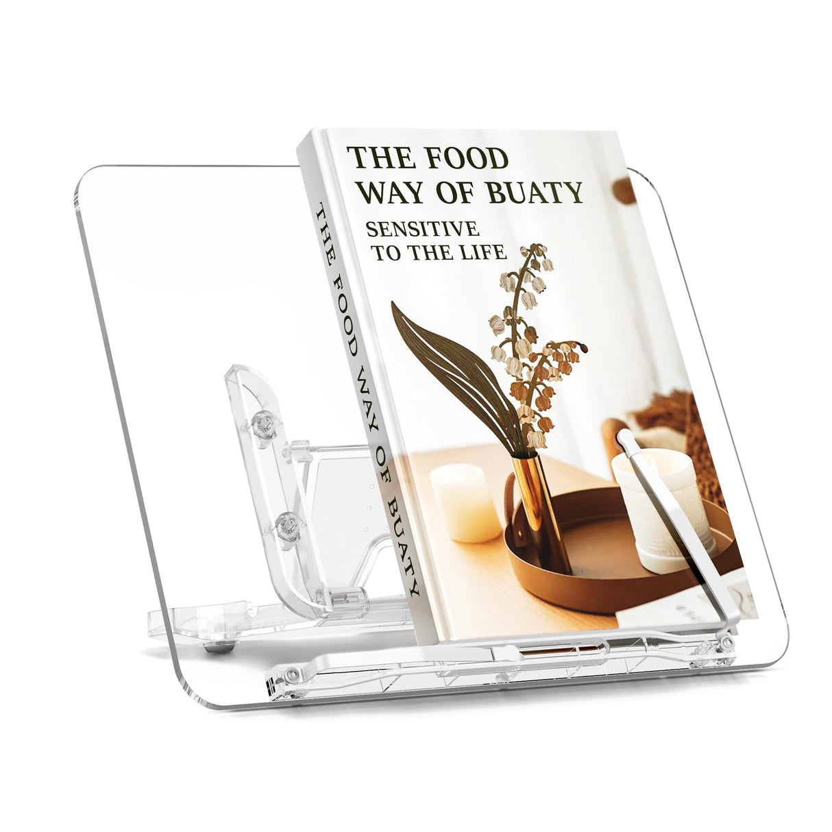 Acrylic Book Stand for Reading, Portable Book Holder for Desk, Angle Adjustable Textbook Stand for Document Recipe, Cookbook, Music Book UPERGO
