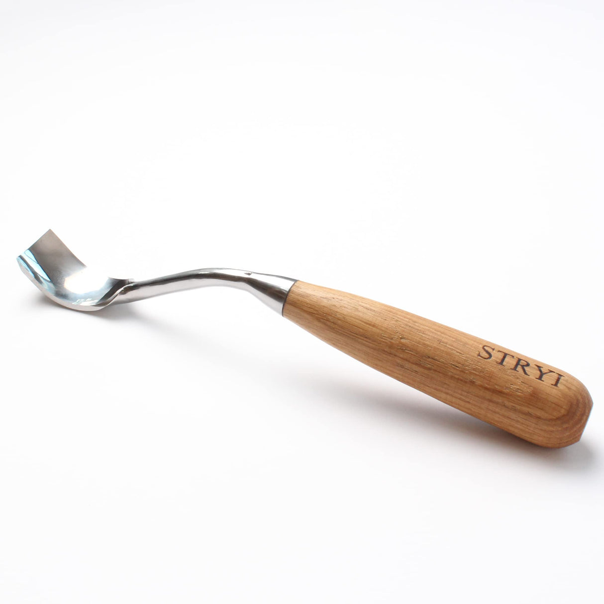 StryiCarvingTools Long Bent Gouge Woodcarving Chisel, Large Spoon Carving Tool Bowl Kuksa Ladle Plate Jug Deep Relief Wood Carving Tool, Wide Professional Volume Carving Gouge 1.2 In (30 mm), Brown StryiCarvingTools