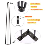 SPACEEUP 30" Hairpin Table Legs, 4PCS Coffee Desk Legs with Rubber Floor Protectors, 880lbs Load Capacity, Heavy Duty Black Metal Furniture Legs 3 Rods for DIY Bench Desk Dining End Table Chairs SPACEEUP