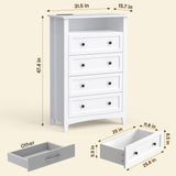HAIOOU 4 Drawer Dresser with Open Storage Shelf, 47.4" Tall Chest of Drawers Vertical Wooden Clothing Organizer with Power Outlets and Ambiance Light for Bedroom, Closet, Hallway - Modern White HAIOOU