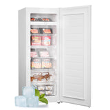 Upstreman 7.0 Cu.Ft Upright Freezer, Large Capacity Garage Ready Deep Freezer with 5 Adjustable Shelves, Convertible Refrigerator/Freezer, Reversible Door for Home, Basement, Apartment (White) Upstreman