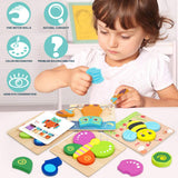 Toddler Puzzles, Wooden Jigsaw Animals Puzzles for 1 2 3 Year Old Girls Boys Toddlers, Educational Preschool Toys Gifts for Colors & Shapes Cognition Skill Learning LURLIN