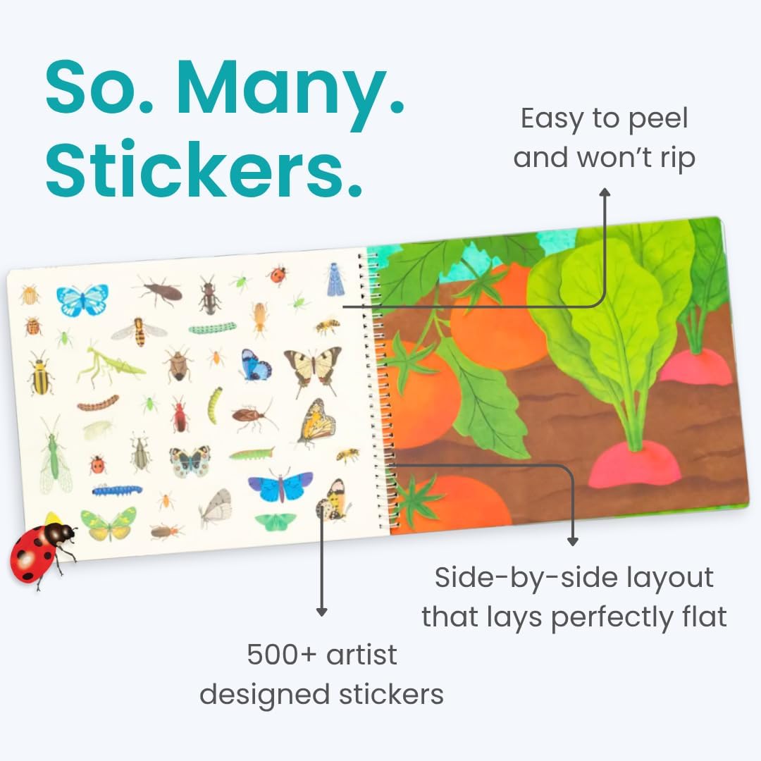 Cupkin Hello Bugs Sticker Book Activity for Kids, Toddler Airplane Travel Essentials, 500+ Bugs Stickers for Kids + 12 Scenes + 12 Coloring Book Pages, Bug Lover Gift, Children's Crafts Ages 2-8 CUPKIN