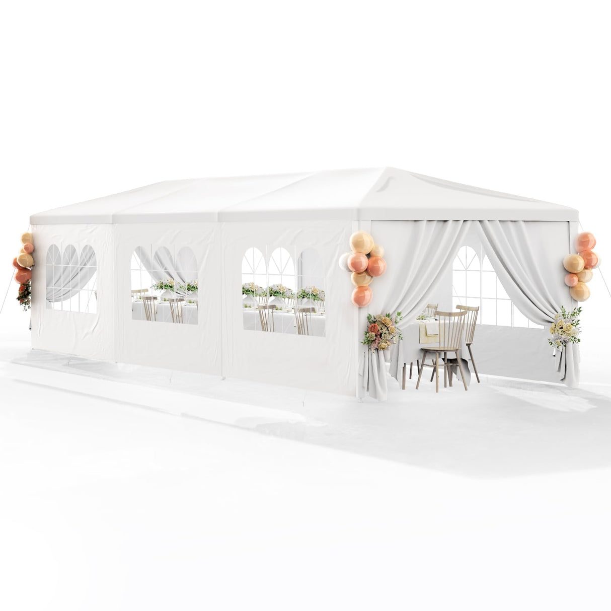 Susici 10x30 Outdoor Gazebo Canopy Party Tent with 8 Removable Sidewalls & Transparent Windows,Outside Gazebo Event Tent for Weddings, Birthdays, Garden Parties, and Backyard Patio BBQ Events susici
