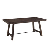 Walker Edison Liam Rustic Farmhouse Trestle Style Dining Table, 70 Inch, Dark Brown Oak Walker Edison