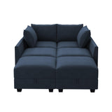 HONBAY Modular Sectional Sleeper Sofa with Storage Velvet Sectional Sleeper Couch with Chaise Sleeper Sectional Couches for Living Room,Dark Blue HONBAY