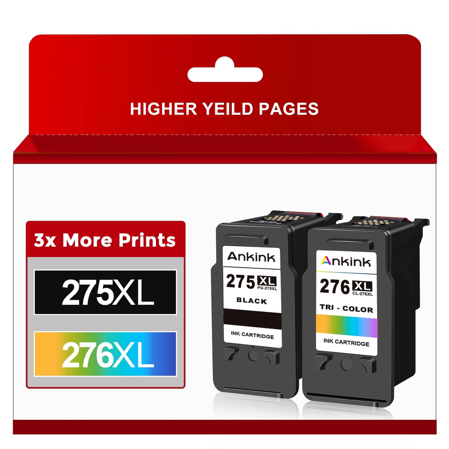 Ankink Remanufactured Ink Cartridge Replacement for Canon 275XL 276XL PG275 CL276 275 276 XL (Black Color 2-Combo Pack) use with TS3522 TR4720 TR4700 TR4722 TS3500 TS3520 Printer