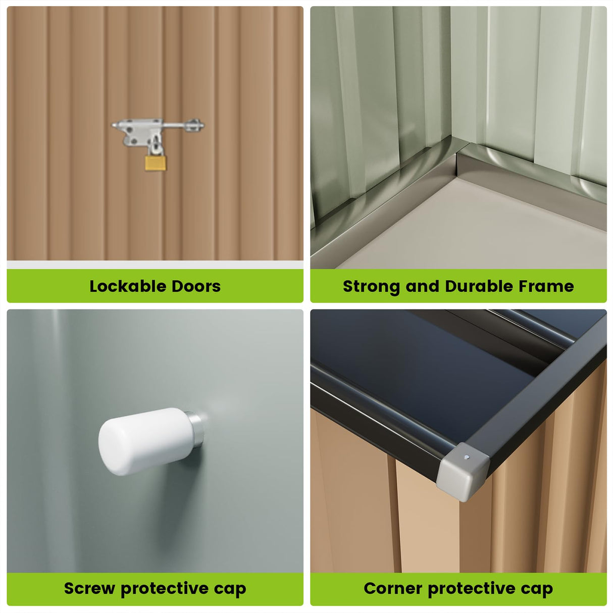 Large Metal Storage Sheds, 8x8 FT Outdoor Storage Shed with Updated Frame Structure, Lockable Doors and Air Vents, Metal Garden Tool Shed for Garden,Backyard,Patio,Lawn, Brown Hipicute