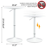 Finnhomy 24'' Round Cocktail Bar Table with Metal Base, Tall Bistro Pub Table, Adjustable 27.9''-35.4'' Counter Bar Height for Kitchen, Dining Room, Living Room, Easy Assembly, White Finnhomy