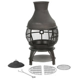BALI OUTDOORS Wood Burning Fire Pits Chimenea Outdoor Fireplace Wooden Firepit, Brown-Black BALI OUTDOORS
