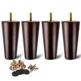 La Vane 4 inch / 10cm Wooden Furniture Legs, Set of 4 Walnut Solid Wood Tapered M8 Furniture Replacement Feet with Pre-Drilled 5/16 Inch Bolt & Mounting Plate & Screws for Sofa Chair Couch Ottoman La Vane