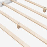 Merax Queen Size White Wooden Canopy Platform Bed Frame with Slat Support Merax