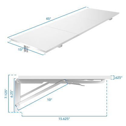 Mount-It! Heavy Duty Wall Mounted Drop Leaf Table, Folding Wall Mounted Desk, Drop Down Table 45x15x7, Floating Desk, Folding Laundry Table for Small Spaces, Home Office, Garage, Basement Kit - WoodArtSupply