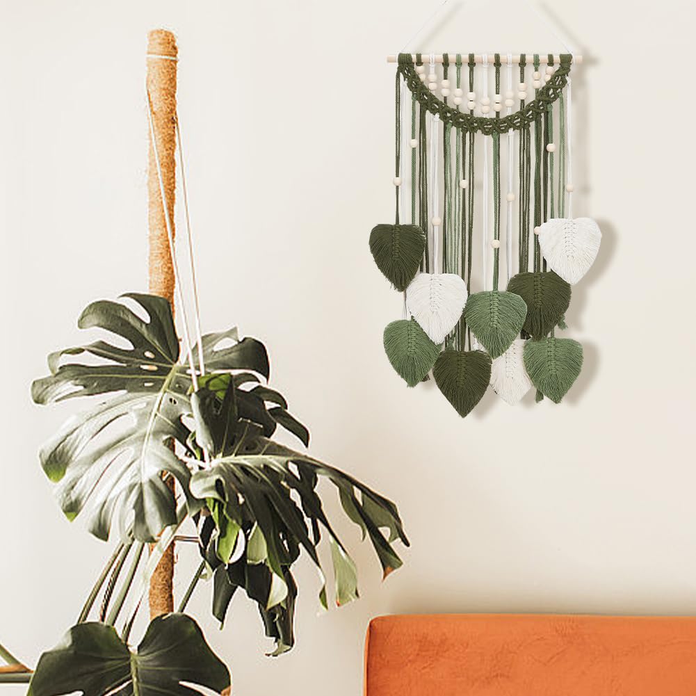 ORIGACH DIY Macrame Leaf Wall Hanging Kit Boho Macrame Leaf Tapestry Kit for Adults Beginner Handmade Macrame Feather Wall Hanging Decor for Living Room Bedroom ORIGACH
