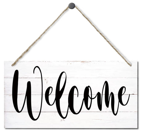 Welcome Decor Sign, Hanging Wood Sign Home Decorative, Printed Wood Wall Art Sign, Indoor or Outdoor Welcome Sign, Rustic Front Door Decor, Farmhouse Porch Decor, Home Hanging Decor Sign 12 * 6inch EDCTO