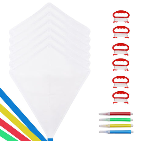 Bcxfbxd 6 Packs DIY Blank Kites Decorating Kite Party Pack Kite Making Craft Kits Bulk Blank Diamond Kite Set for Boys Girls Bcxfbxd