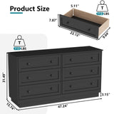 Loomie 6 Drawer Dresser, Modern Drawer Chests with Power Outlet and Led Light, Wide Chest of Drawers for Storage and Organization, Black Dresser for Bedroom, Living Room, Closets, Entryway Loomie