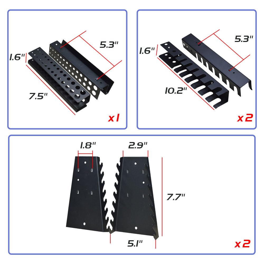 JZD Wood Top Workbench Tool Cabinet with 3 Pegboards and 22 Pieces Hooks & Tool Holders, Tabletop Steel Garage Workstation, Black & Grey - WoodArtSupply