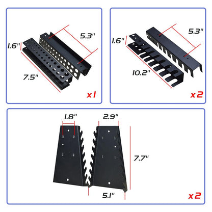 JZD Wood Top Workbench Tool Cabinet with 3 Pegboards and 22 Pieces Hooks & Tool Holders, Tabletop Steel Garage Workstation, Black & Grey - WoodArtSupply