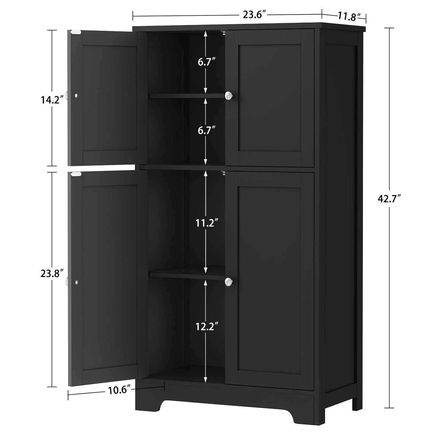 Iwell Storage Cabinet, Rattan Cabinet with 4 Rattan Doors & Adjustable Shelf, Bathroom Floor Cabinet for Living Room, Entryway, Home Office, Natural