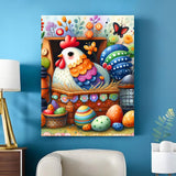 Easter Chicken Diamond Art Kits for Adults-Easter Eggs Diamond Painting Kits for Adults, DIY 5D Spring Full Drill Gem Art Crafts Kits for Home Wall Decor 12x16 in Axquilon