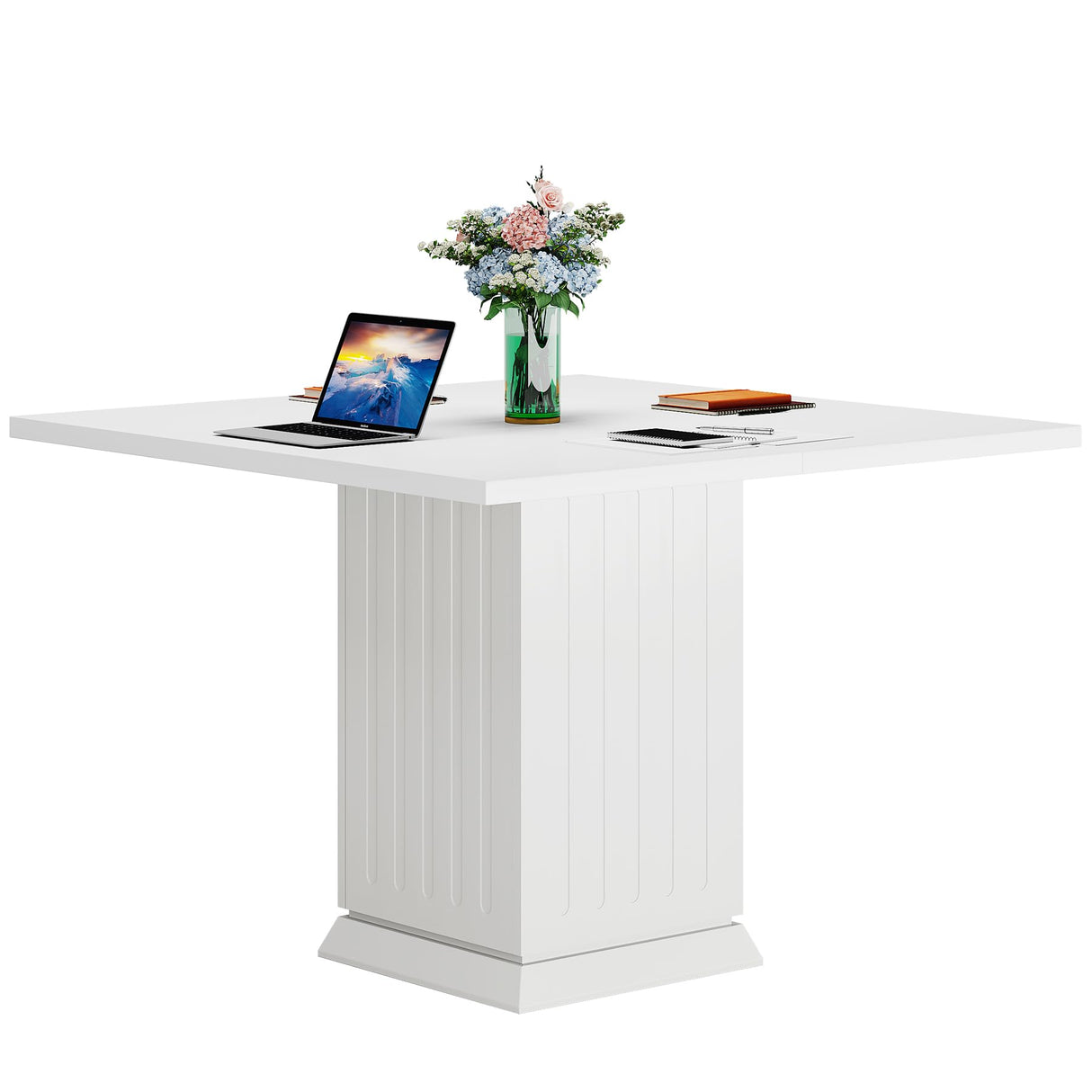 Tribesigns Square Conference Table, Modern 35.4-Inch Small White Business Meeting Table for Office Meeting Room Tribesigns