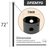 DPXMYG 72 inch Ceiling Fan Downrod with Extension Cord, 6 FT Black Downrod for Ceiling Fan, 1 inch Outside Diameter, Ceiling Fan Boom Suitable for a Wide Range of Fans (Black, Not Threaded) DPXMYG