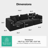 Novilla Modular Sectional Sofa, Modern Cloud Sectional Couch with Smarts Coil™ Support, Upholstered Boneless Couch for Living Room Apartments Bedroom, No Assembly Required (3 Seater) Novilla