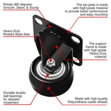 Online Best Service™ 12 Pack Swivel 2" Caster Wheels Rubber Base with Top Plate & Bearing Heavy Duty (12 Pack Without Brake) Online Best Service