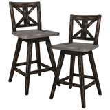 Homelegance Solid Wood Kitchen Counter Barstool with Back and Footrest, Counter Height Swivel Stool, Armless Dining Chairs for Kitchen Island, Set of 2, Black Homelegance