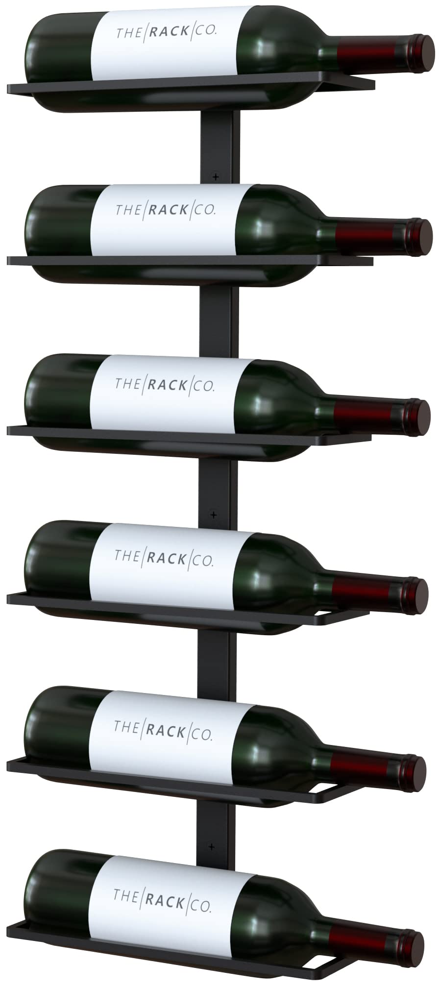 TheRackCo. Wall Series - Center Frame Metal Wall Mount Wine Bottle Rack, Black (6 Bottles) TheRackCo.