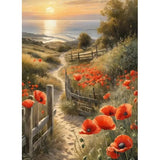 JFYHAB Diamond Painting Kits for Adults-Flowers Diamond Art Kits for Adults,5D Diamond Painting Floral,DIY Country Road Full Drill Diamond Painting Sunset Gem Art and Crafts 12x16inch JFYHAB