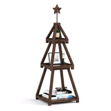 Cotata 41.3 inch 3-Tier Christmas Bookcase,Ladder Corner Solid Wood Tree Bookshelf for liveroom，Walnut Cotata