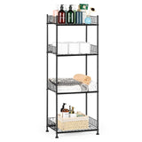 OYEAL Bathroom Shelves Freestanding Bathroom Towel Storage 4 Tier Wire Shelving Unit with Guard Bathroom Shelf Organizer Standing for Pantry Kitchen Laundry Room Organization, Black OYEAL