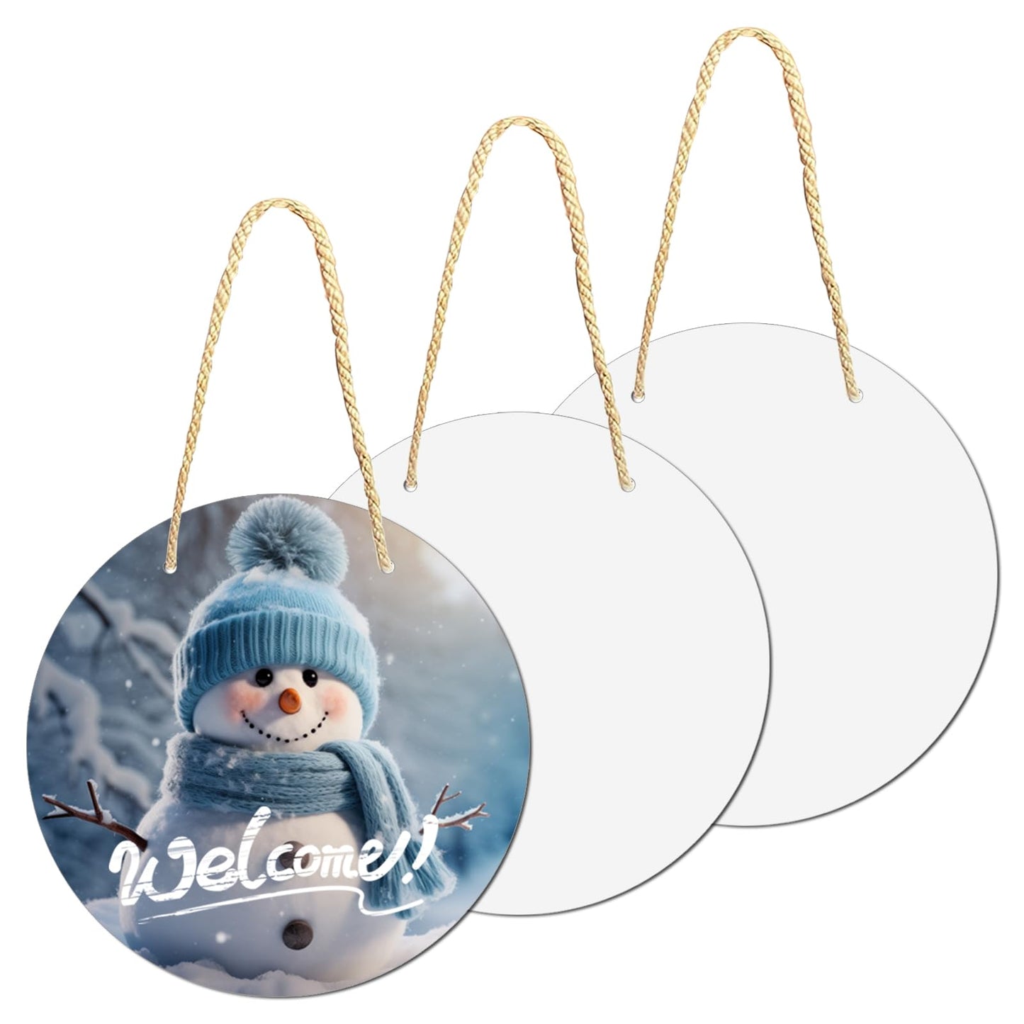 3 Pcs Sublimation Door Hanger Blanks, 10 Inch Round Sublimation Metal Sign Blanks Door Hangers, Sublimation Christmas Ornament Blanks, Aluminum Sublimation Photo Blank for DIY Crafts Door Home Decor