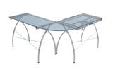 SD STUDIO DESIGNS Futura LS WorkCenter with Tilt Top Adjustable Drafting Table Craft Table Drawing Desk Hobby Table Writing Desk Studio Desk, Silver / Blue Glass SD STUDIO DESIGNS