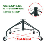 ELFJOY Christmas Tree Stand with Swivel Caster Wheels for 3-7ft. Artificial Tree Base 17inch, Christmas tree iron stand, 7/8inch inner diameter, Movable Tree Base, Green Tree Stand (Green) ELFJOY
