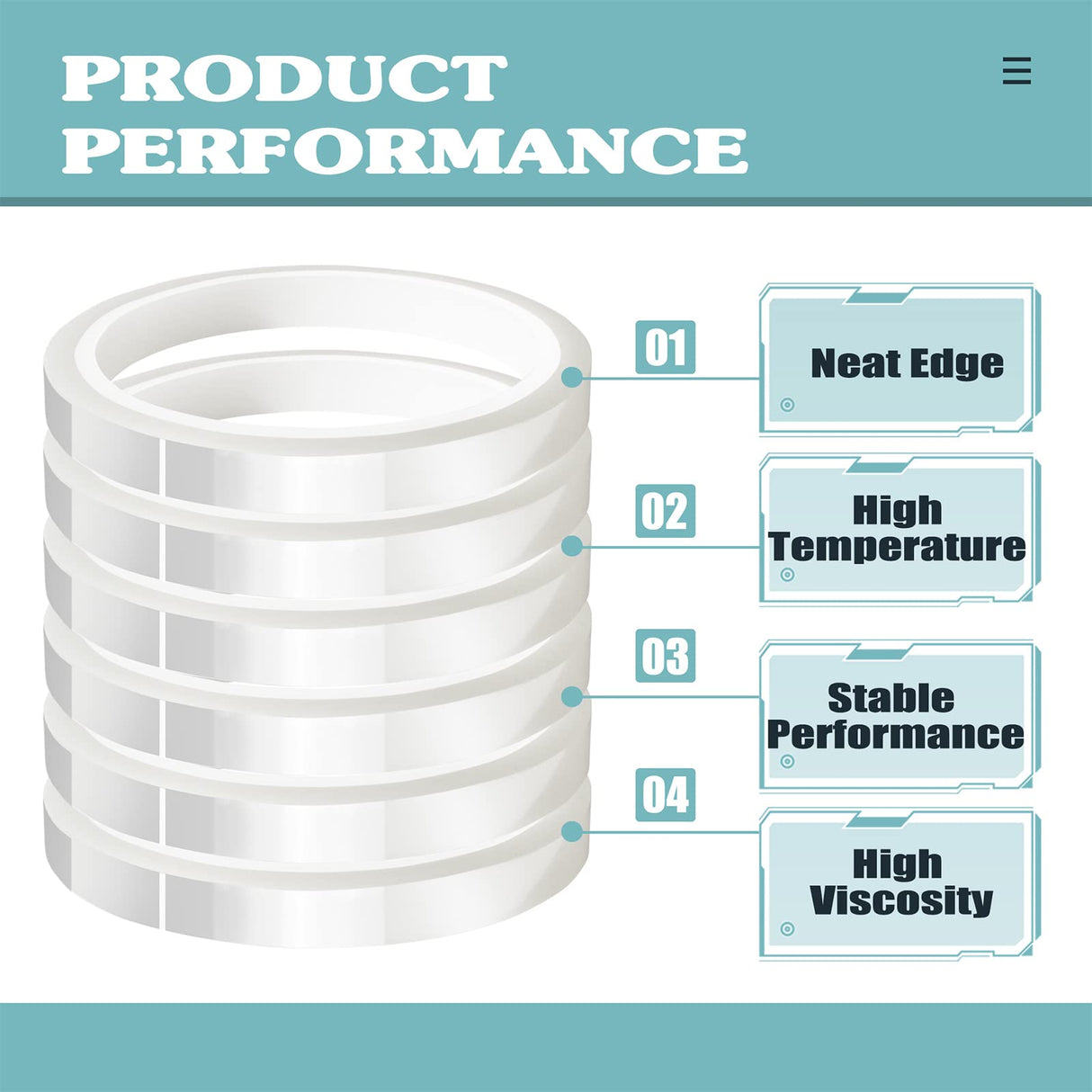 MEBMIK 6 Rolls 10mm x33m(108ft) Clear Heat Tape,Transparent High Temperature Heat Resistant Tape,Heat Transfer Tape for Heat Press and Sublimation,Heat Transfer Vinyl,No Residue MEBMIK